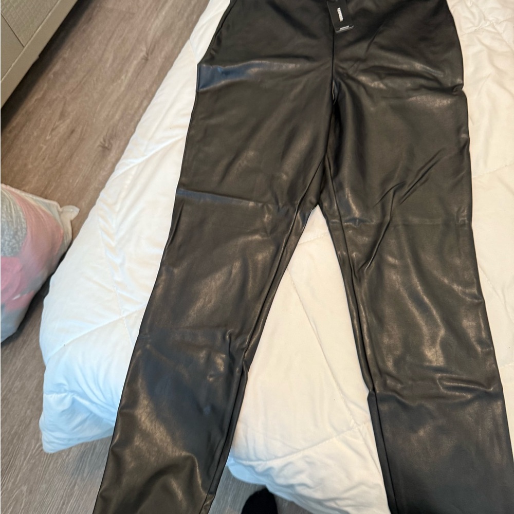Express Shiny Black Leather Pants